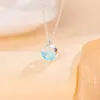 Pendentif Colliers Sirène Mousse Argent Plaqué Queue De Poisson Tear Bleu Cristal Clavicule Chaîne