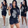 Designer Two Piece Pants Womens Casual Cotton T-shirt and Shorts Set Summer Outfits Free Ship
