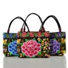 Shoulder Bags Ethnic Style Double-sided Embroidered Canvas Bag Middle-aged And Elderly Women Handbag Square