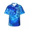 Men's Casual Shirts Hawaii Shirt Beach Hippie Tie Dye Blouses Blue Modern Art Vintage Male Short-Sleeve Comfortable Tops