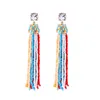 Dangle Earrings Ethnic Long Drop Earringファッションアクリルブルー/ムリットカラータッセル