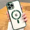 Магнитные чехлы для телефонов для iPhone 15, 14, 13, 12, 11 Pro Max, роскошные блестящие компакт-диски с зернистым хромированным прозрачным покрытием, мягкий ТПУ с защитой объектива камеры