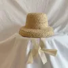 Ручная шляпа с ручной солнечной шляпой Raffia Retro Summer Train