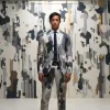 Suits Geometric Camouflage Tactical Handmade Suit Men's 3d Digital Printing Suits Cos Party Stage Nightclub Shiny Cool Performance Set