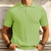 Polo's voor heren Zomerkleding Luxe gebreid poloshirt met korte mouwen en button-down Effen kleur Vintage mode Zakelijk vrijetijdskleding