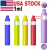 USA Stock Disponible Vape Pen 1 ML E-CIGARETTE 5 Färger Pod Tjock Oil Round Vaporizer Postless Ceramic Spole Empty uppladdningsbar 400mAh Batteriledning Gratis anpassad logotyp