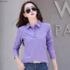 Chemises de chemisiers pour femmes automne nouveau en t-shirt de base à manches longues coton plus taille coton polo t-shirt bouton bouton de bureau décontracté dame femme formelle topsl2403