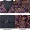 Gilets Violet Or Soie Hommes Gilet Cravate Ensemble Jacquard Paisley Veste Sans Manches Costume Gilet Cravate Hanky Boutons De Manchette Mariage Affaires