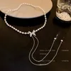 Hanger Kettingen Lange Kwast Parelketting Strass Vlinder Ketting Voor Vrouwen Koreaanse Mode Bruiloft Sieraden Verjaardagscadeau Collares