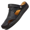 Sandales en cuir authentique Sandales masculines Summer Soft Sands Sandales pour hommes Sandales de haute qualité Sandales Bohemia Big Size 3848