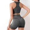 Survêtements pour femmes gilet short ensemble taille haute ensemble de vêtements de sport avec col en V gilet short à séchage rapide sans manches dos nu actif 24318