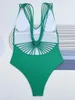 Kvinnors badkläder 2024 Sexig One Piece Swimsuit Women V Neck Hollow Out Female High Ben Cut Backless Monokini Bathing Suit Mujer Beachwear