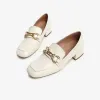 Pompes chaussures de printemps femmes en cuir sincère vache carré carré haut talon pur cuivre matériel décoration sonnerie de pierre de cheval