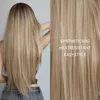 Synthetic Wigs Light Blonde Ombre Synthetic Wig with Bangs for Women Blonde Long Straight Cosplay Daily Use Wigs Heat Resistant Natural Hair 240328 240327