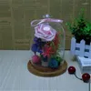 ボトル2セット/パック12 16cm異なるトップガラスドーム花瓶の家のデオクレーション竹ベース透明カバーウェディングライブプロップバースデーギフト