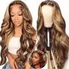 Perruque Lace Closure Wig Body Wave sans colle, cheveux naturels respirants, pré-coupés HD Swiss 5x5, à reflets, pour femmes