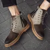 Botas masculinas inverno moda outono agradável marca casual tornozelo botas de couro clássico rendas masculino preto