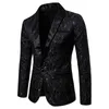 Mens Suit Round Sequin Pocket Single Row Button Wedding Groom Stage Show Hosting Dinner Menswear Bar Dance Casual Men Blazer 240313