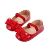 Babyschoenen Tregren 0-18M Baby Meisjes Mary Jane Flats Geboren Baby Antislipzool PU Lederen Jurk Schoenen Peuter Strik Prinses