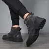 Bottes haut de gamme chaussures de marche pour hommes hommes antidérapants travail cuir à lacets moto d'affaires 2024 cheville tout-match