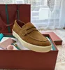 New Lp casual loafer shoes SNEAKER open walks summer walk deck loro shoes Suede platform loafers city lazy loafers men's piana suede casual sneaker mid cut with box