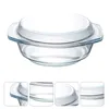 Geschirr-Sets, Schüssel aus gehärtetem Glas, klares Grill-Set, mikrowellengeeignet, mit Deckel, Heizglaswaren