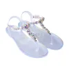 Sandały 2022 NOWOŚĆ PVC BEACH BUTY KOBIET BUTY SIEMNE SIEDZIE SIEDZIE BUTY JELLY DIOND TRANSPARNE Flat Outdoor Ladies Sandals Duży rozmiar 42