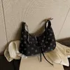 Drawstring Elegant Diamond Underarm Crossbody Bag 2024 Women's Single Shoulder Korean Fashion Blingbling Banket