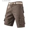 Men's Shorts Cargo Kn shorts for mens sports and leisure Bermuda shorts plus size cotton half pants straight running gym shorts Y240320