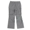 Pants Lace Up Drawstring Straight Pleated Baggy Cargos for Men and Women Solid Streetwear Y2k Pantalones Hombre Trousers Oversized