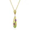 Kedjor Ledande sköldplätering Tech Clear Natural Stone Gold 925 Silver Pear Amethyst Pendant