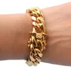 Link Bracelets 15mm Wide Men Bracelet Hip Hop Miami Cuban Chain Gold Color Male Wristband Street Charm Women Jewelry 8-10inch