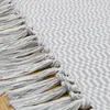 Tapetes nórdicos de algodão e poliéster malha porta tapete tassel quarto cozinha tapetes chão lavável decoração de casa