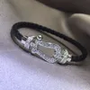 Luxe sieraden Fredy armband U-vormig 8-vormig hoefijzergesp lederen touwarmband v vergulde 18k roségouden paararmband met micro ingelegde diamanten armband