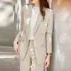 Kvinnors tvåbitar byxor Insozkdg Kvinnor Tvådelar Set Pantsuit Office Ladies Elegant Blazer Suit Female Jacket Workwear Business