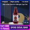 SFOG ORIGINAL PUFF 15000 Disposable E Cigarettes Bar Soul 15000 Puffes Vaper 22 ml E-liquide Mesh Coil Pod Vapes 6 RGB LUMILES 15 FLAVORS 2% 5% 600MAH MAL