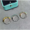 Ontwerper Tiffancy Ring Kleurrijke diamanten set U-vormige slotring met v-goud Gegalvaniseerde 18k gouden geavanceerde precisie-inbedding Lichte luxe stijlring