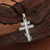 Pendant Necklaces Kinitial April Stainless Steel Russian Orthodox Cross Necklace Keychain Pure Suppedaneum