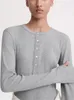 Camisetas para mujer, camisa de manga larga con cuello empalmado y botones medio abiertos, camiseta elegante ajustada para mujer, Top 2024