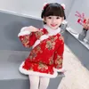 Piumino Neonate Cheongsam Parka Moda Qipao Capispalla Stile cinese Spessore Anno caldo Indossare abiti eleganti 2-8 anni