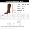 Stivali Lucyever Retro Rivets Western Boots for Women 2023 Brwon Middle Heel Knee High Boots Woman sexy punta punta cowgirl lunghe botas