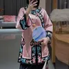 Etnische kledingstijl Verbeterde Han Qing Cheongsam Halflange top Dames Retro Machineborduurwerk Losse acetaat Ronde hals