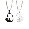 Love Cat Couple Splice Necklace a Pair of Male and Female Students Girlfriend Two Simple Lovely Korean Pendant Gift O8g4