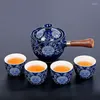 Teaware Sets Household Filter Tea Maker Black Porcelain KungFu Set 360 ° Rotating Overglazed Color Figure One Pot 4 Cups