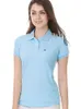 Sommar 100% bomullspolo Kort kvinnor Kort ärm Polos skjortor Casual Womens Lapel Polos Shirts Fashion Slim Tops 240308