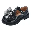 Toddlers Girls Partys Flats Çocuklar İçin Çocuk Deri Ayakkabıları Loafers Bowtie 4-9y Varış SB8829 240304