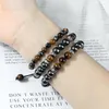 Strand 3st/set män oregelbundna hematitpärlor armband mode naturliga tiger ögon svart lava onyx sten pulsera kvinnor je