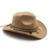 Unisex Cowboy Hats Western Caps For Women And Men Suede 5758cm Decorative Shells Braided Straps Retro Design Jazz Style NZ0125 240311