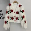 Women's Knits Fashion Cardigan Spring And Autumn Gentle Soft Glutinous High Grade Sweater Embroidered 3D Rose Knitted Top