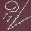 Fashionable Chinese Style Water Diamond Necklace Bracelet Earrings Set for Women